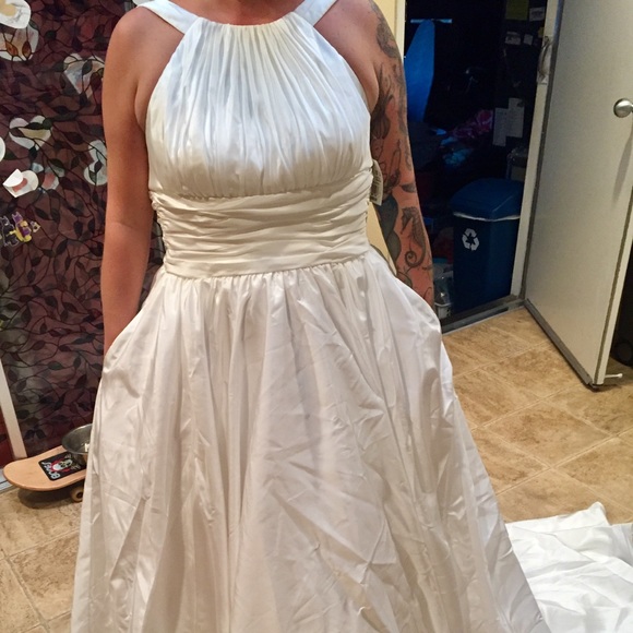 David’s Bridal High Neck Ball Gown with Pockets - Picture 5 of 6